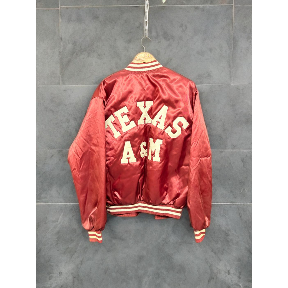 Vintage 80s Chalk Line Texas A&M Satin Bomber Jacket Sz X Large TAMU 90's Aggies